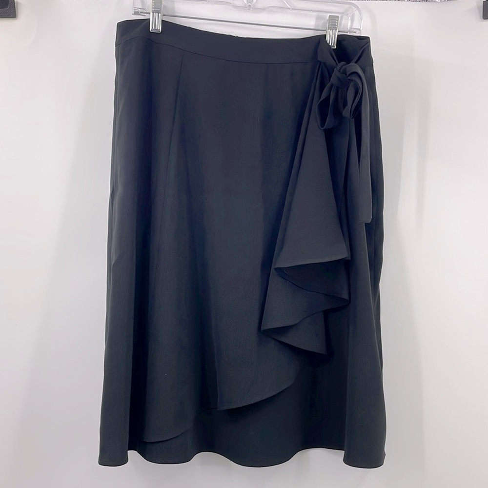 Karl Lagerfeld Paris black faux side tie ruffle wrap skirt Size 12